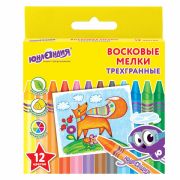 Мелки восковые 12 цв. «Юнландия» трехгранные, 227289