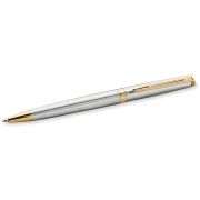 Ручка подарочная шариковая WATERMAN «Hemisphere Stainless Steel GT», серебристый корпус, позолоченные детали, синяя, S0920370