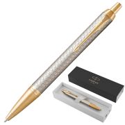 Ручка шариковая PARKER «IM Premium Warm Silver GT», корпус матовое серебро, позолота, синяя, 1931687
