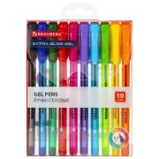 Ручки гелевые BRAUBERG «Extra Glide Gel», НАБОР 10 ЦВЕТОВ, трехгранные, игольчатый наконечник 0,7 мм, линия 0,5 мм, 144079