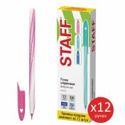 Ручка шариковая STAFF «CANDY PASTEL», синяя, ВЫГОДНЫЙ КОМПЛЕКТ 12 шт., узел 0,6 мм, линия 0,3 мм, 144237