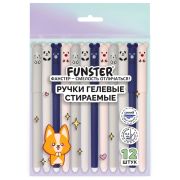 Ручки гелевые стираемые FUNSTER (ФАНСТЕР) «CUTE ANIMALS», СИНИЕ, НАБОР 12 ШТ., корпус soft-touch, узел 0,5 мм, линия письма 0,35 мм, 144435