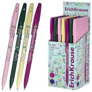 Ручка шариковая ERICH KRAUSE «R-301 Stick Floral» СИНЯЯ, синяя, корпус ассорти, линия 0,35 мм, 63077