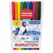 Фломастеры 10 ЦВЕТОВ CENTROPEN «Пингвины», смываемые, вентилируемый колпачок, 7790/10ET, 7 7790 1086