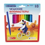 Фломастеры 18 ЦВЕТОВ CENTROPEN «Пингвины», смываемые, вентилируемый колпачок, 7790/18ET, 7 7790 1886
