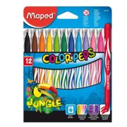 Фломастеры MAPED (Франция) «Color'Peps Jungle», 12 цветов, смываемые, вентилируемый колпачок, 845420