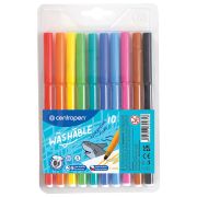 Фломастеры 10 ЦВЕТОВ CENTROPEN «Washable», смываемые, вентилируемый колпачок, 7790/10TP, 777901085