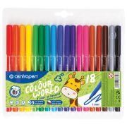 Фломастеры 18 ЦВЕТОВ CENTROPEN «Colour World», круглые, смываемые, вентилируемый колпачок, 7550/18TP, 775501884