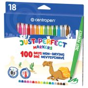 Фломастеры 18 ЦВЕТОВ CENTROPEN «Just Perfect», смываемые, устойчивы к высыханию, 2510/18KK, 725101801