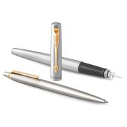 Набор Parker «Jotter Stainless Steel GT»: ручка шариковая, 1,0мм и ручка перьевая, 1,0мм, подарочная упаковка