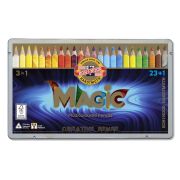 Карандаши с многоцветным грифелем Koh-I-Noor «Magic», 23цв.+ карандаш-блендер, утолщенные, заточен., метал. пенал (ПОД ЗАКАЗ)