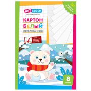 Картон белый А4, ArtSpace, 8 л., немелованный, в папке, «Мишка»