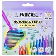 Фломастеры с блестками FUNSTER (ФАНСТЕР) «GLITTER» 12 цветов, ударопрочный наконечник, 152629