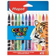 Фломастеры MAPED (Франция) «Animals» 12 цветов, смываемые, вентилируемый колпачок, 845403