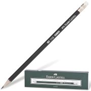 Карандаш чернографитный FABER-CASTELL, 1 шт., «1112», НВ, с ластиком, корпус черный, 111200