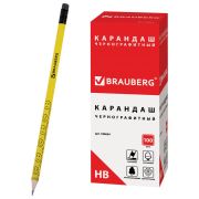 Карандаш чернографитный BRAUBERG, 1 шт., «Смайлики», НВ, c ластиком, корпус желтый, заточенный, 180654