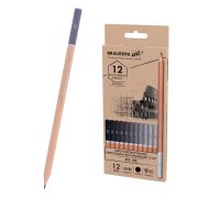 Карандаши художественные чернографитные 4H-8B, НАБОР 12 штук, BRAUBERG ART «CLASSIC», 181542