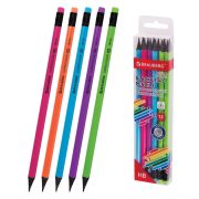 Набор карандашей чернографитных BRAUBERG «ULTRA COLOR» 12 шт., HB, с ластиком, пластиковые, 181710