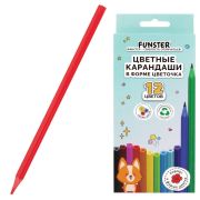 Карандаши цветные FUNSTER (ФАНСТЕР), 12 цветов, фигурный корпус в форме цветочка, 182069