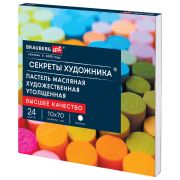 Пастель масляная BRAUBERG ART «Секреты художника», УТОЛЩЕННАЯ, 24 цвета, круглое сечение, 182100