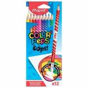 Карандаши цветные стираемые с ластиком MAPED (Франция) «Color'Peps Oops», 12 цветов, трехгранные, 832812