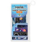 Линейки пластиковые 15 см FUNSTER (ФАНСТЕР), «КОСМОС», НАБОР 4 штуки, пенал, 210916