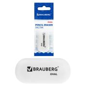 Ластик BRAUBERG «Oval», 50х23х10 мм, белый, овальный, 222471