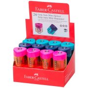 Точилка пластиковая со «шторкой» Faber-Castell «Grip Auto Mini» 1 отверстие, контейнер, розовая/бирюзовая/синяя