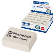 Ластик BRAUBERG «Ultra Square», 26х18х8 мм, белый, натуральный каучук, 228707