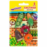 Набор ластиков фигурных ЮНЛАНДИЯ «Огород», 5 шт., ассорти, 229595