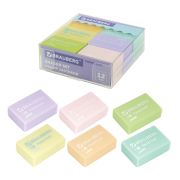 Ластики BRAUBERG «Pastel Soft» НАБОР 12 шт., размер ластика 31х20х10 мм, экологичный ПВХ, 229598