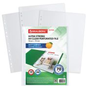 Папки-файлы перфорированные А4 BRAUBERG «EXTRA 700», КОМПЛЕКТ 50 шт., матовые, ПЛОТНЫЕ, 70 мкм, 229667