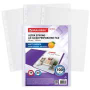 Папки-файлы перфорированные А4 BRAUBERG «EXTRA 1000», КОМПЛЕКТ 50 шт., матовые, ПЛОТНЫЕ, 100 мкм, 229671