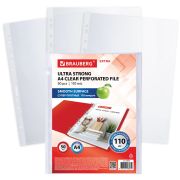Папки-файлы перфорированные А4 BRAUBERG «EXTRA 1100», КОМПЛЕКТ 50 шт., гладкие, ПЛОТНЫЕ, 110 мкм, 229674