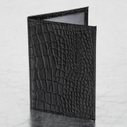 Обложка для паспорта натуральная кожа крокодил, «PASSPORT», черная, BRAUBERG, 237185