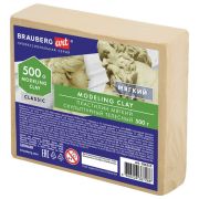 Пластилин скульптурный «Brauberg» 0,5 кг, телесный, мягкий, 106515