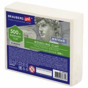 Пластилин скульптурный «Brauberg» 0,5 кг, белый, мягкий, 106518