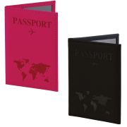 Обложка для паспорта НАБОР 2 штуки, экокожа soft-touch, черная/малиновая, STAFF, 238767