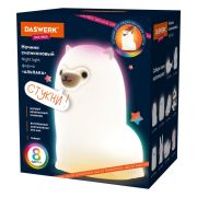Ночник силиконовый LED «Альпака» 85x103x130 мм, белый свет/RGB, таймер, USB, аккумулятор 400 мАч, DASWERK (ДАСВЕРК), 238934