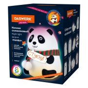 Ночник силиконовый LED «Панда» 106x112x136 мм, белый свет/RGB, таймер, USB, аккумулятор 1200 мАч, DASWERK (ДАСВЕРК), 238937