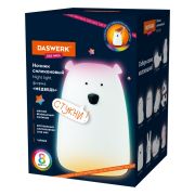 Ночник силиконовый LED «Медведь» 111x111x160 мм, белый свет/RGB, таймер, USB, аккумулятор 1200 мАч, DASWERK (ДАСВЕРК), 238938
