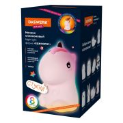 Ночник силиконовый LED «Единорог» 101x120x173 мм, белый свет/RGB, таймер, USB, аккумулятор 1200 мАч, DASWERK (ДАСВЕРК), 238941