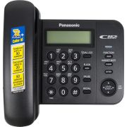Телефон PANASONIC KX-TS2356RUB, черный, память 50 номеров, АОН, ЖК-дисплей с часами, тональный / импульсный режим