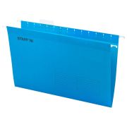 Подвесные папки А4/Foolscap (404х240 мм) до 80 л., КОМПЛЕКТ 10 шт., синие, картон, STAFF, 270933