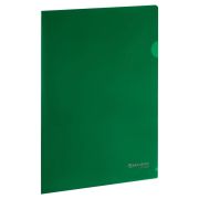 Папка-уголок жесткая А4, зеленая, 0,15 мм, BRAUBERG EXTRA, 271704
