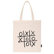 Сумка шоппер BRAUBERG PREMIUM, канвас, 40х35 см, на кнопке, карман, бежевый, «Tic-tac-toe», 271902