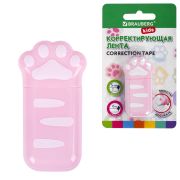 Корректирующая лента BRAUBERG KIDS «ЛАПКИ», 5 мм х 6 м, корпус розовый, блистер, 272497