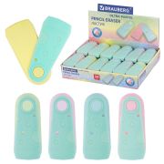 Ластик BRAUBERG «ULTRA PASTEL», 57х24х15 мм, пастельные цвета ассорти, бирюзовый пластиковый держатель, 272688