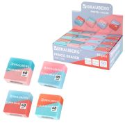 Ластик BRAUBERG «PASTEL COLOR DUO», 34х34х14 мм, квадратный, экологичный ПВХ, ассорти, 272733