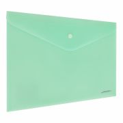 Папка-конверт с кнопкой BRAUBERG «Pastel», А4, матовая непрозрачная, мятная, ПРОЧНАЯ 0,2 мм, 272883